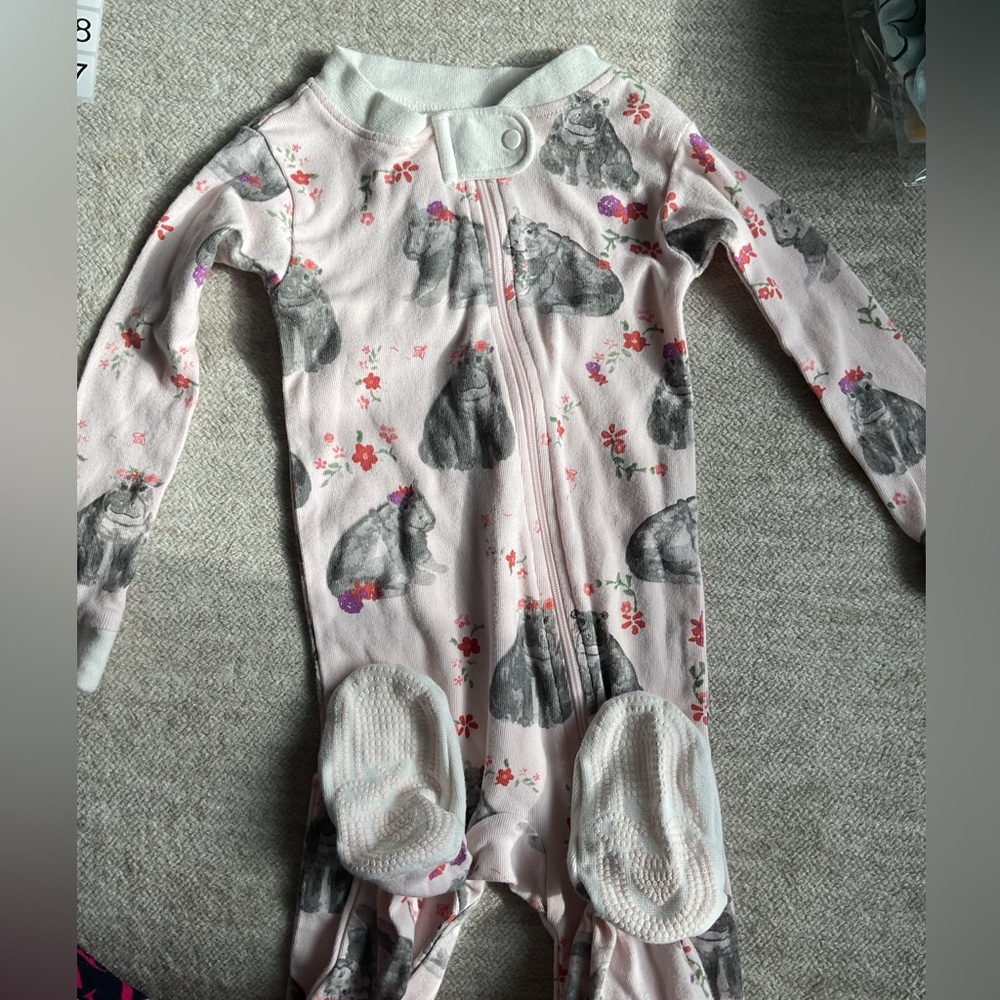 Burt's Bees Pink Floral and Animal Print Footie